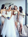 Mermaid bridesmaid dresses sweetheart lace bridesmaid dress with split gb393