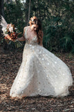 beach wedding dresses v neck boho shiny star tulle bridal gown