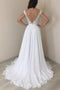 A-line Chiffon Wedding Dresses With Appliques, Backless Beach Bridal Gown PW53