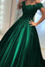 Off Shoulder Green Ball Gown Appliqued Prom Formal Dresses MP129