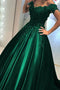 Off Shoulder Dark Green Ball Gown Appliqued Prom Formal Dress MP129