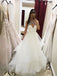 Gorgeous A-line White Tulle Beaded Long Prom Wedding Dresses PW23