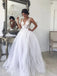 Boho A-line V-neck Tulle Wedding Dresses, Beach Bridal Gown With Appliques PW54
