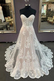 Sweetheart Lace Appliques Beach Wedding Dress, Beautiful Bridal Dress PW300