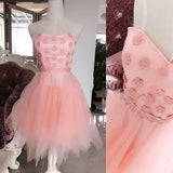 strapless sweet 16 dress with floral appliques homecoming dress