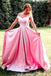 A-line off shoulder pink long prom dress, simple long graduation gown mg186