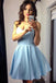 chic blue homecoming dress sweetheart short prom dress