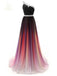 One Shoulder Chiffon Ombre Prom Dresses Beaded Gradient Formal Party Gowns MP120