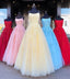 Spaghetti-straps Tulle Black Long Prom Dresses With Appliques MP138