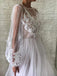 Gorgeous A-line Bateau Long Puff Sleeves Wedding Dress With Appliques PW35