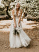 A Line V-neck See Through Tulle Wedding Gowns Boho Bridal Gown PW19