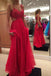 spaghetti strap lace bodice chiffon red long prom gown