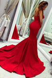 Red Mermaid Prom Dress Sweetheart Satin Long Evening Dress MG287
