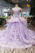 princess lilac beaded quinceanera gown 3d floral appliques ball gown