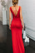 simple spaghetti red mermaid prom dress cowl back formal evening dress