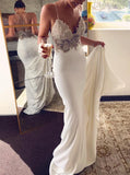 Mermaid evening dresses spaghetti straps backless wedding dress mg672