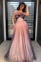One-Shoulder Ombre Long Prom Dress Elegant Tulle Formal Gown GP70