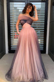 One-Shoulder Ombre Long Prom Dress Tulle Formal Gown GP70