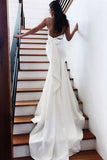 Simple Mermaid Wedding Dress, Ivory Bridal Gown With Bowknot PW312