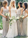 Sparkle v-neck floor length sequins long bridesmaid dresses gb379