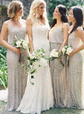 Sparkle v-neck floor length sequins long bridesmaid dresses gb379
