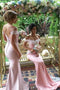 Elegant Off shoulder Mermaid Long Bridesmaid Dresses with Lace Top PB67