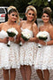 Cute Sweetheart Lace Appliques Short Bridesmaid Dresses PB190