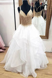Lace appliques a line v-neck sleeveless tulle wedding dresses gw694