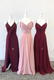 Simple Chiffon Long Bridesmaid Dresses With Ruched PB200