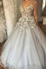 sparkly dusty silver 3d floral ball gown long wedding dress