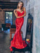 Spaghetti-straps Mermaid Sequin Red Long Prom Evening Dresses MP164