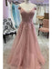 A-line Deep V-neck Sparkle Wedding Dress With Appliques PW57
