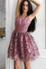 vintage lace short homecoming dresses a line v neck short prom dress