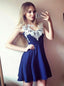 Keyhole Pleated Satin Homecoming Dress with Appliques MP1104