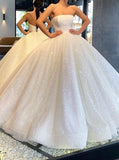 Glitter strapless ball gown wedding dresses sparkly bridal gown mg673