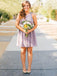 One-shoulder above-knee lavender chiffon bridesmaid dress gb373