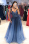 Elegant Ombre Blue Tulle Long Prom Dress Evening Dress MP1230