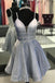 sparkle grey homecoming dress glitter backless short prom dress