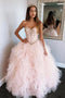Sweetheart Ball Gown Beads Sweet 16 Dress Long Prom Dresses MP112