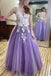 a line purple prom dresses handmake flowers formal evening dresses