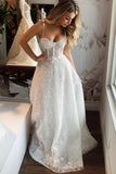 sweetheart ivory lace wedding dress spaghetti straps lace bridal gown