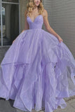 lilac sparkly prom dresses long v neck formal evening dresses