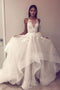 Round Neck Tulle Long Prom Dress Open Back Wedding Dress With Lace PW273