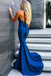 mermaid backless royal blue long tight evening prom dresses