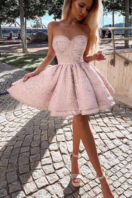 a line sweetheart pink homecoming dresses short party dresses