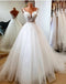 princess ball gown v neck v back tulle wedding dress with applique