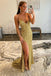 gold sequin mermaid long prom dress sparkly evening gown with slit
