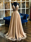 A-Line Spaghetti Long Formal Prom Dresses Beaded Evening Dresses MG249
