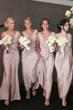 Sheath/column v neck simple floor length pink bridesmaid dresses gb355