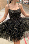 Starry Night Black Homecoming Dress Star Sequin Short Prom Dress GM375